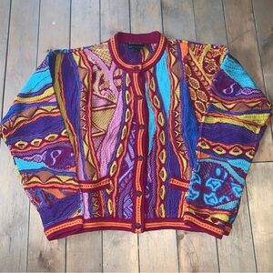 Vibrant Multicolor Textured Knit COOGI Cardigan